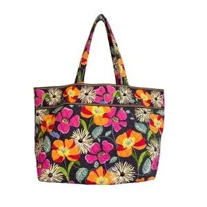 Vera Bradley Tote Shoulder Bag Pink Jazzy Blooms Quilted Boho Floral Beach